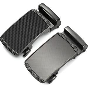 imageCHAOREN 40mm Ratchet Belt Buckle Only for 1 38 Slide Belt Strap Automatic Click Buckle AdjustableBlack  Light Silver