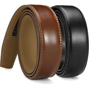 imageCHAOREN Ratchet Belt Replacement Strap 1 38 Leather Belt Strap for 40MM Slide Click BuckleBurnt Umber  Black