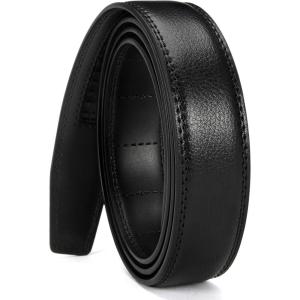 imageCHAOREN Ratchet Belt Strap Only 1 14quot Replacement Leather Belt for 32mm BuckleLitchi Black