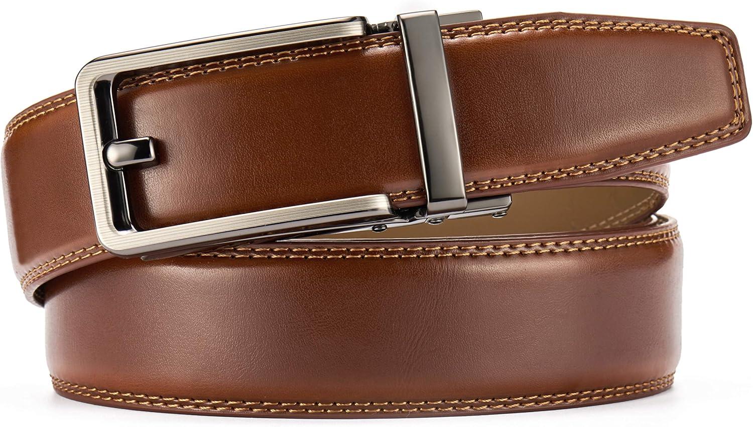 imageCHAOREN Click Belts for Men  Mens Ratchet Belt 1 38quot for Dress Pants  Perfect Companion to Mens OxfordsCognac
