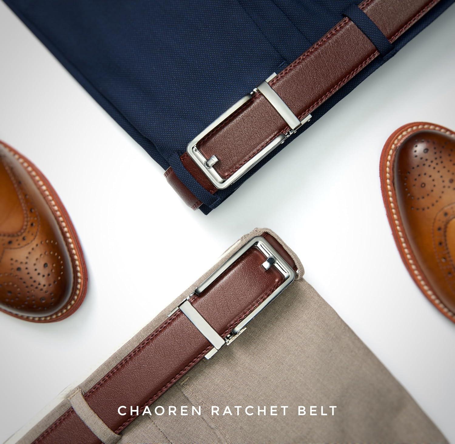 imageCHAOREN Click Belts for Men  Mens Ratchet Belt 1 38quot for Dress Pants  Perfect Companion to Mens OxfordsDark Brown