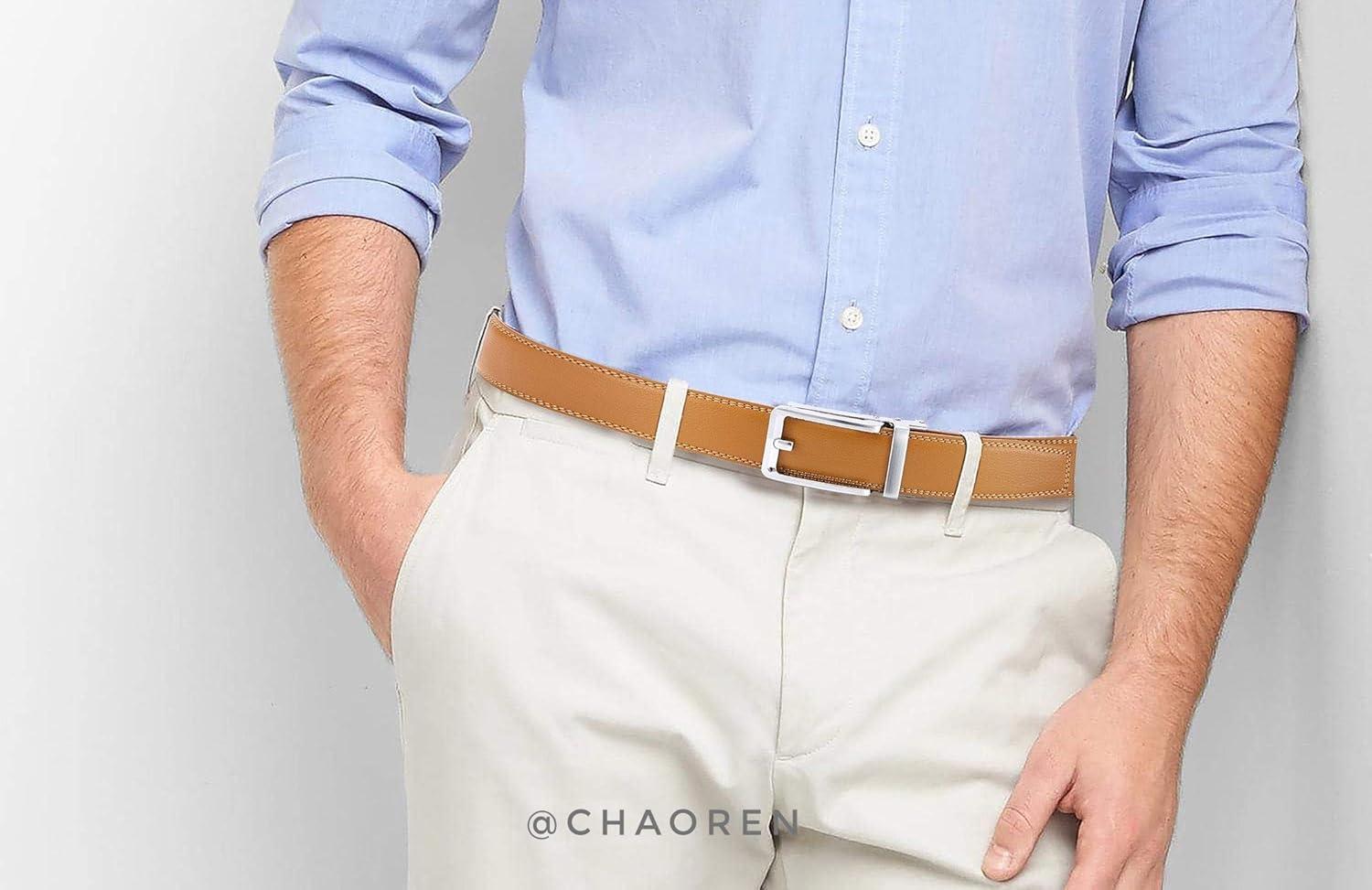 imageCHAOREN Click Belts for Men  Mens Ratchet Belt 1 38quot for Dress Pants  Perfect Companion to Mens OxfordsLight Brown
