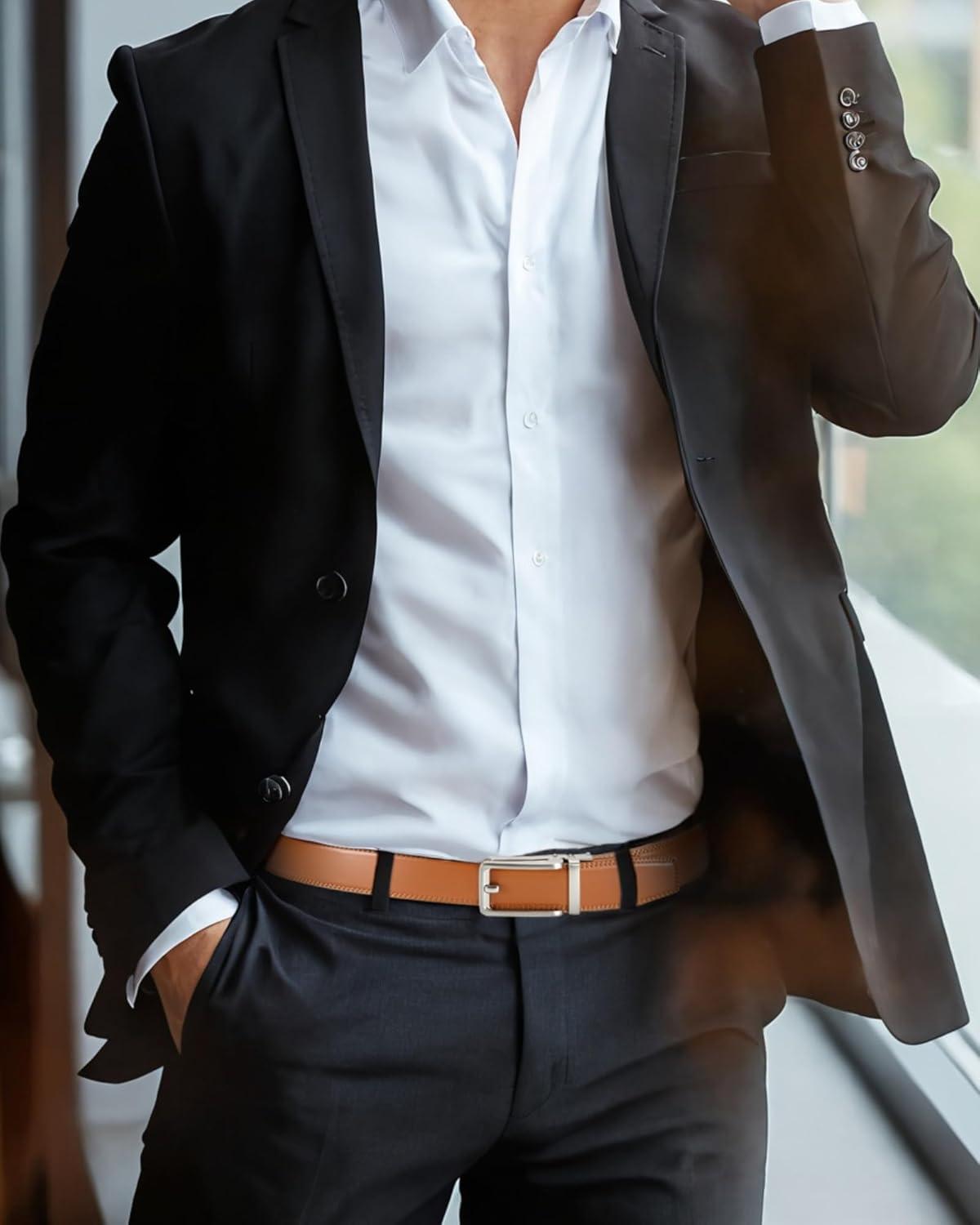 imageCHAOREN Click Belts for Men  Mens Ratchet Belt 1 38quot for Dress Pants  Perfect Companion to Mens OxfordsMarmalade