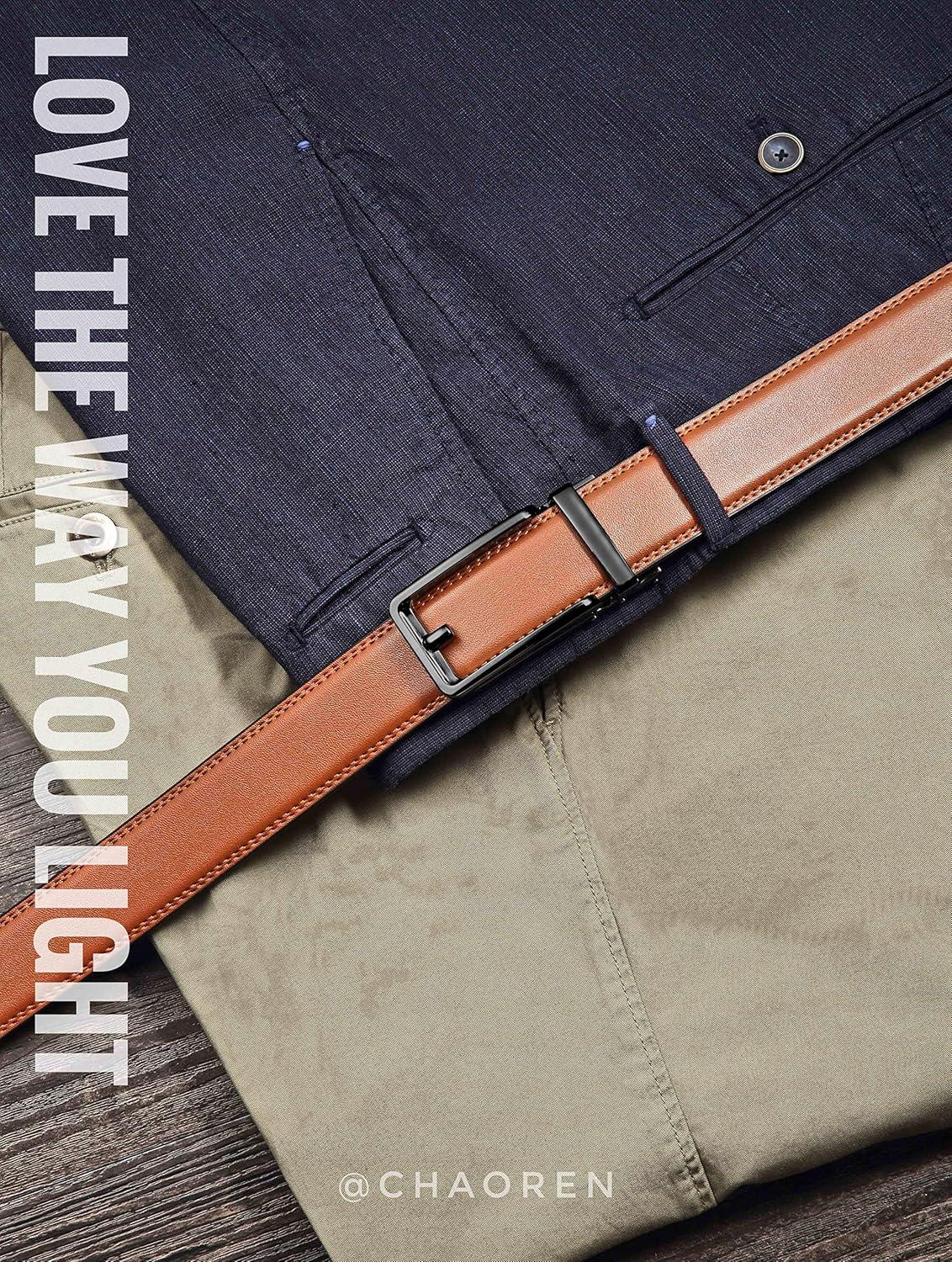 imageCHAOREN Click Belts for Men  Mens Ratchet Belt 1 38quot for Dress Pants  Perfect Companion to Mens OxfordsTan