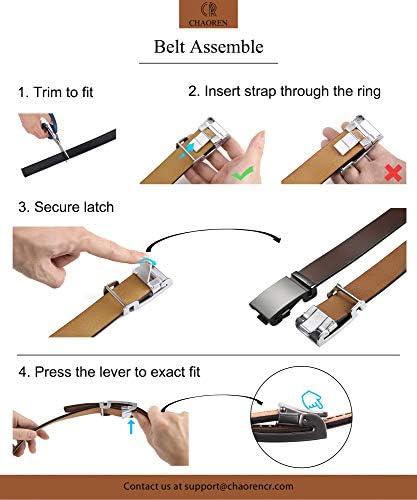 imageCHAOREN Italian Ratchet Belt Genuine Leather for Jeans Comfort Casual Belt  No Magnet or Spring Adjustable Trim to Fit