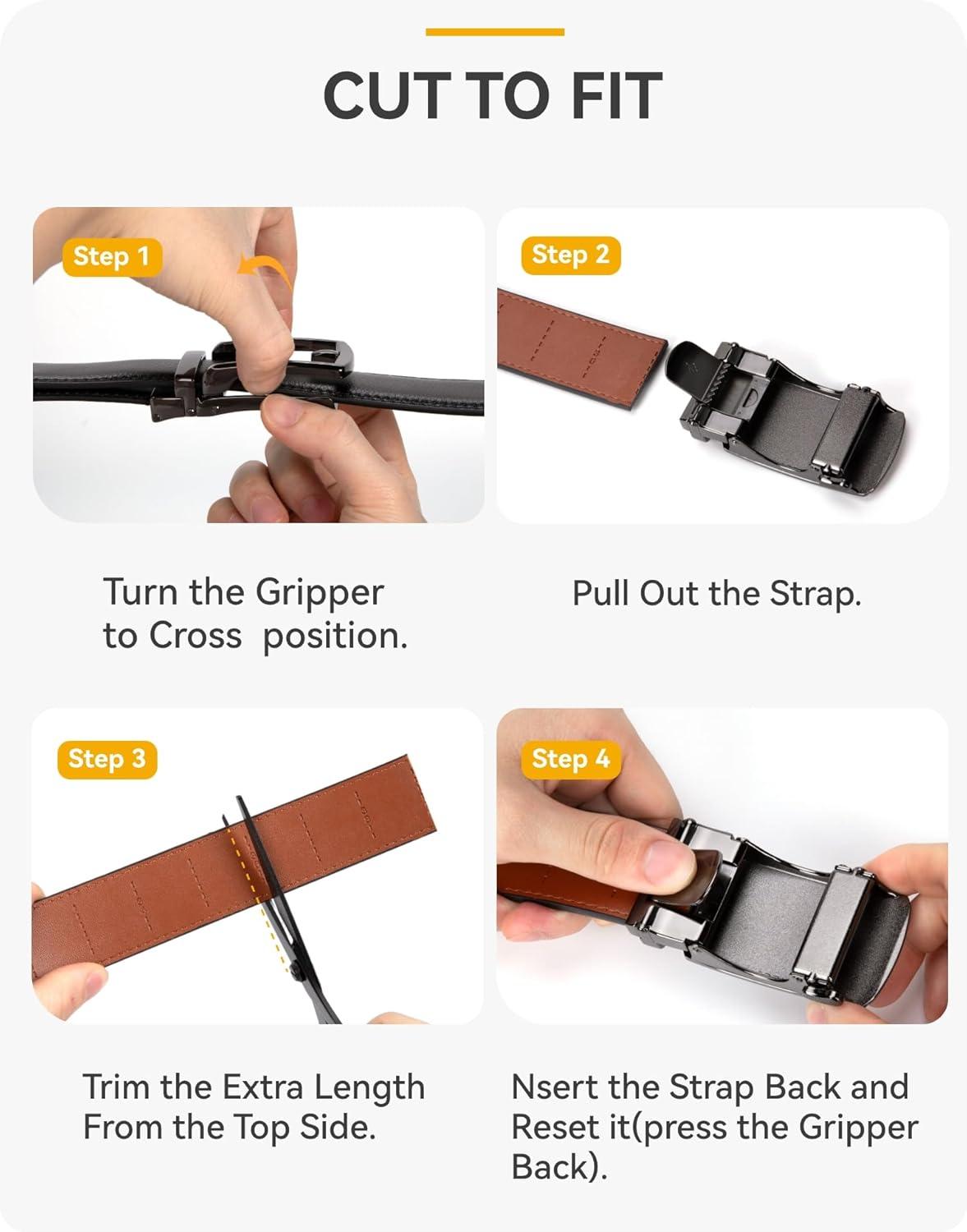 imageCHAOREN Leather Ratchet Belt Men 2 Pack  Customizable Fit Effortless Style 35mmBlack  Carbon FiberDark Brown