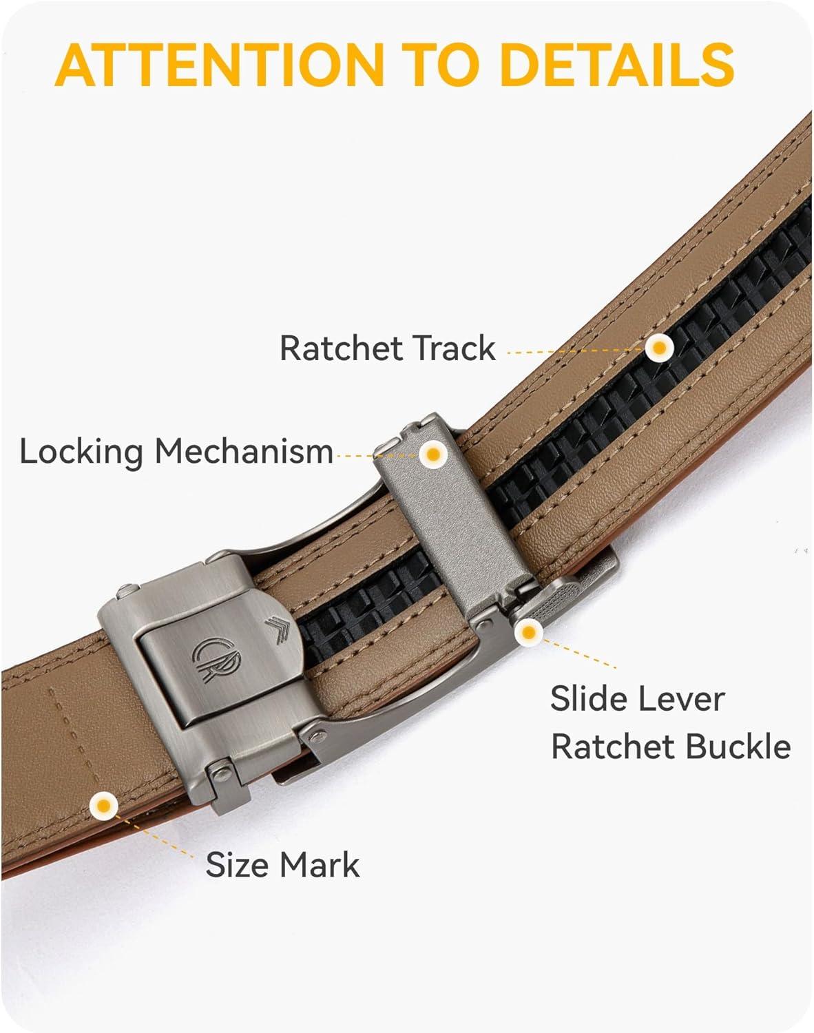 imageCHAOREN Leather Ratchet Belt Men 2 Pack  Customizable Fit Effortless Style 35mmBlack  GlossyMatte