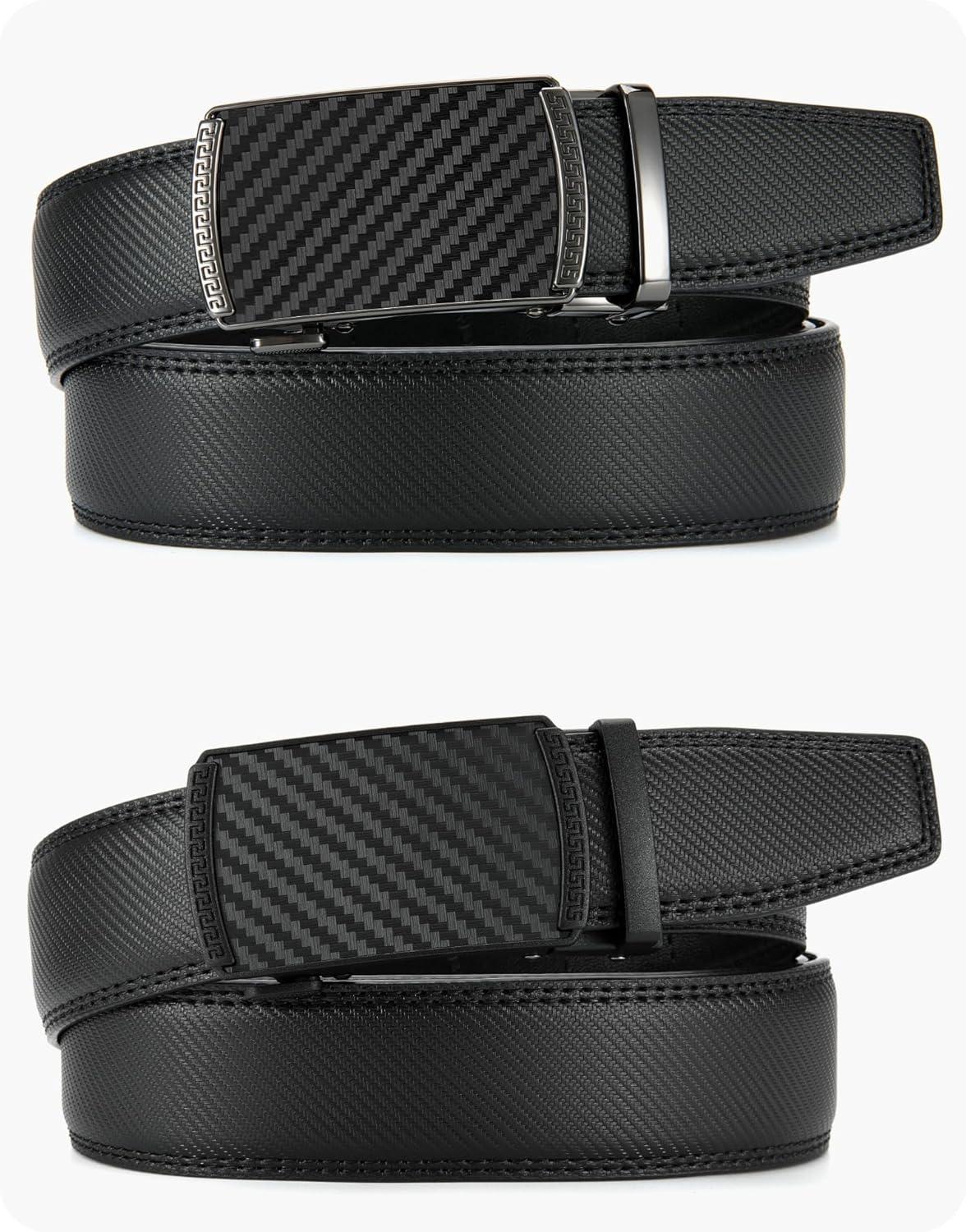 imageCHAOREN Leather Ratchet Belt Men 2 Pack  Customizable Fit Effortless Style 35mmBlack  GlossyMatte