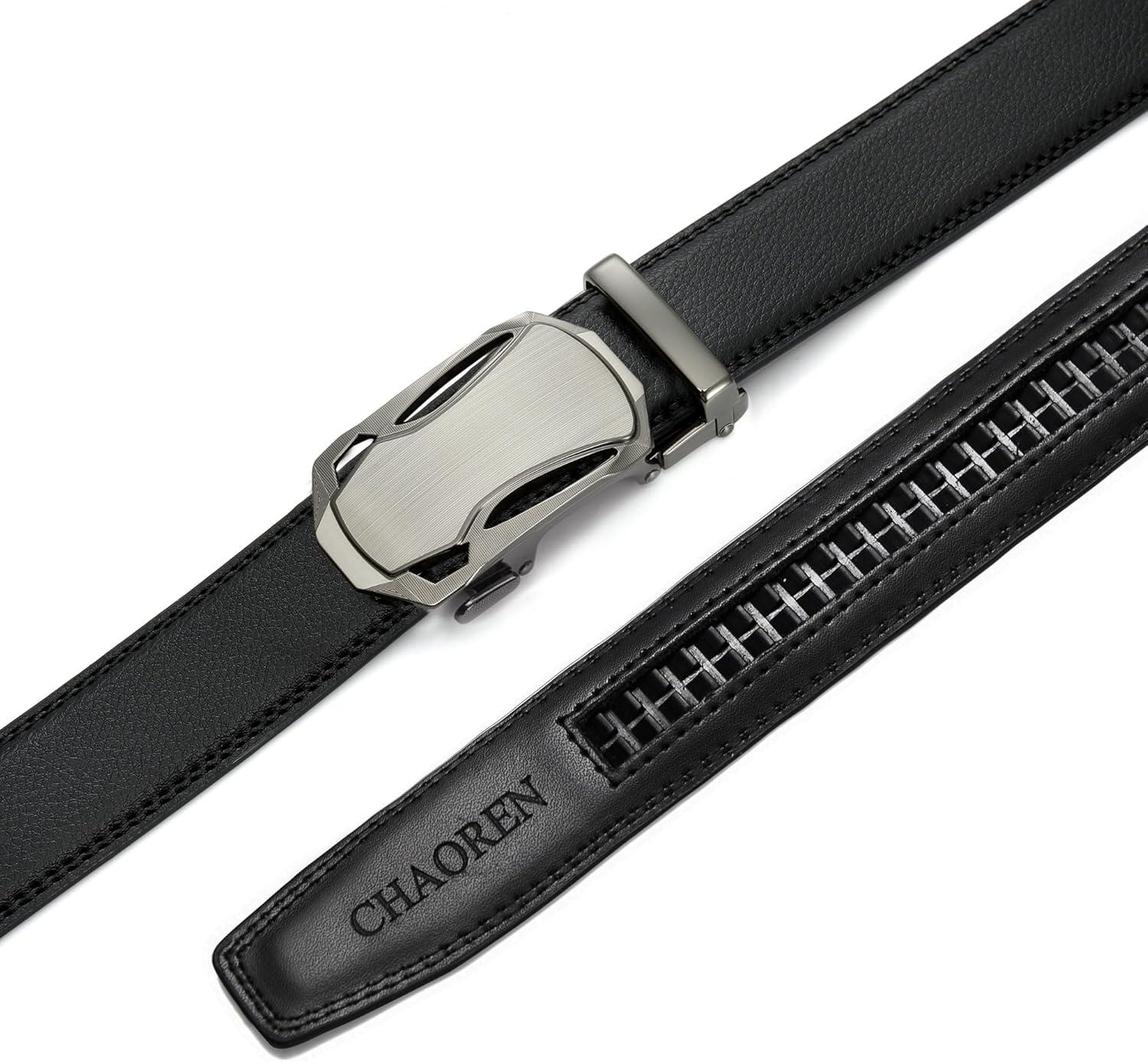 imageCHAOREN Leather Ratchet Belt Men 2 Pack  Customizable Fit Effortless Style 35mmBlackBeige
