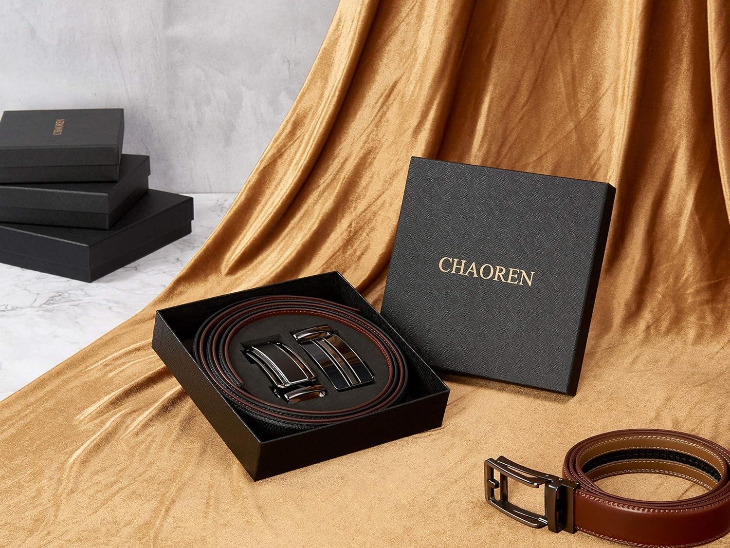 imageCHAOREN Leather Ratchet Belt Men 2 Pack  Customizable Fit Effortless Style 35mmBlackBurgundy