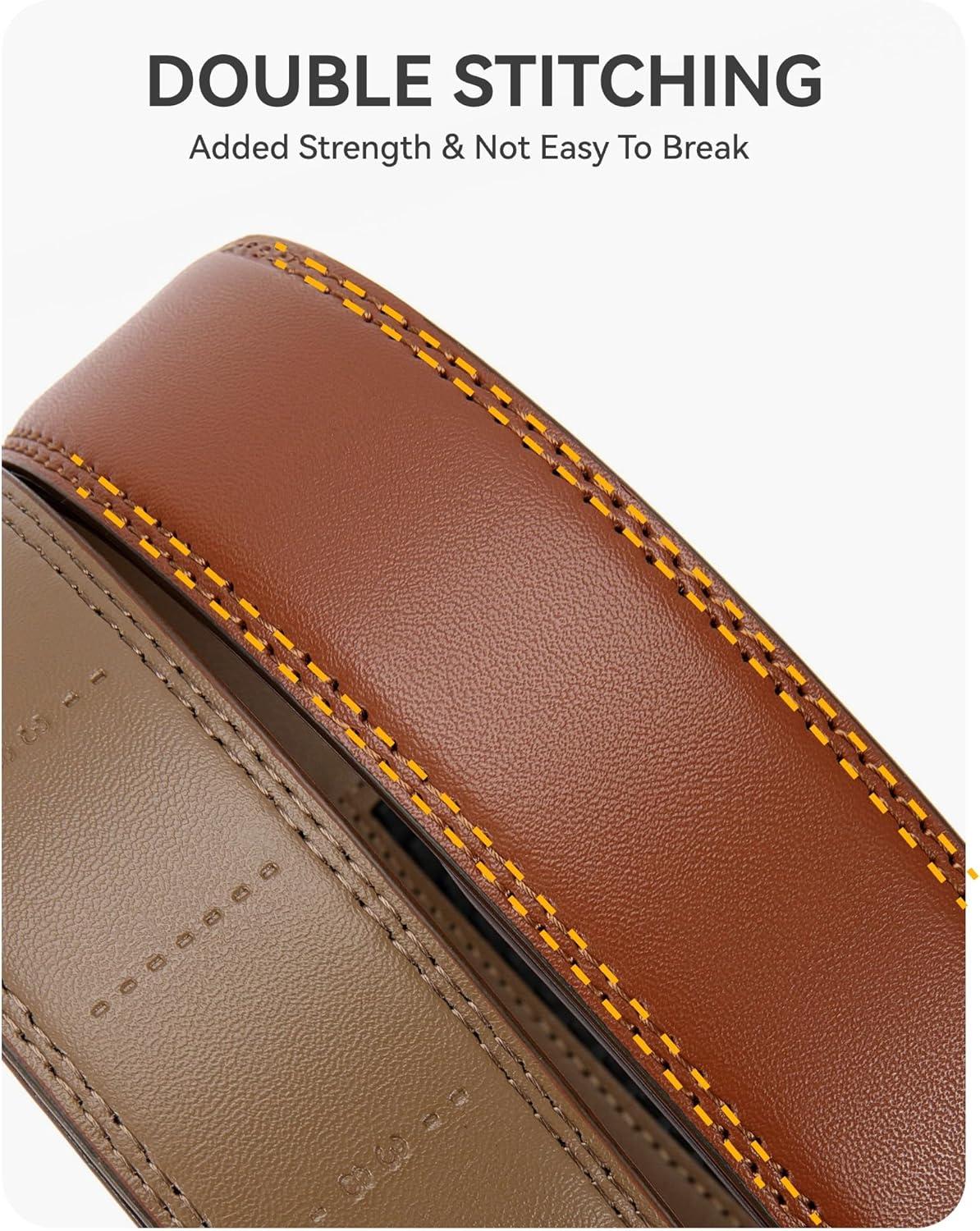 imageCHAOREN Leather Ratchet Belt Men 2 Pack  Customizable Fit Effortless Style 35mmBlackBurgundy