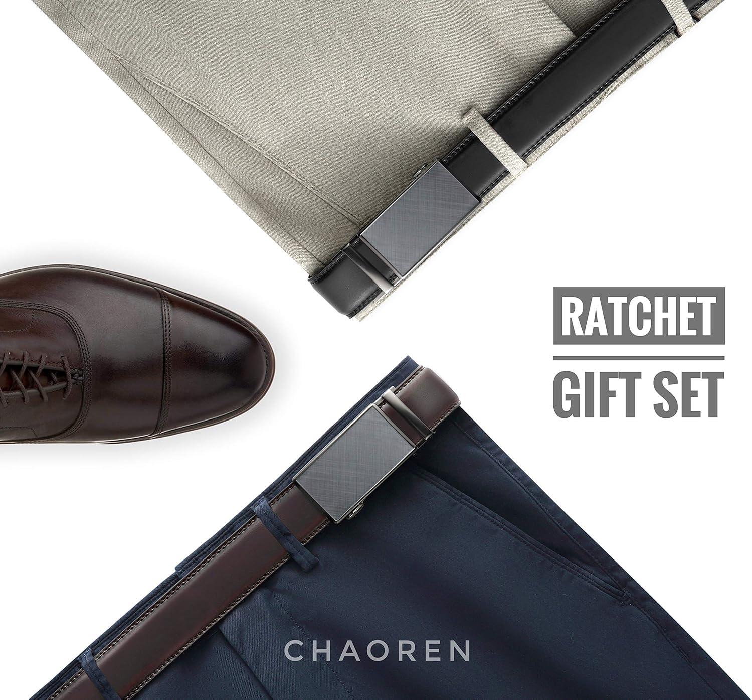 imageCHAOREN Leather Ratchet Belt Men 2 Pack  Customizable Fit Effortless Style 35mmDark BrownBurgundy