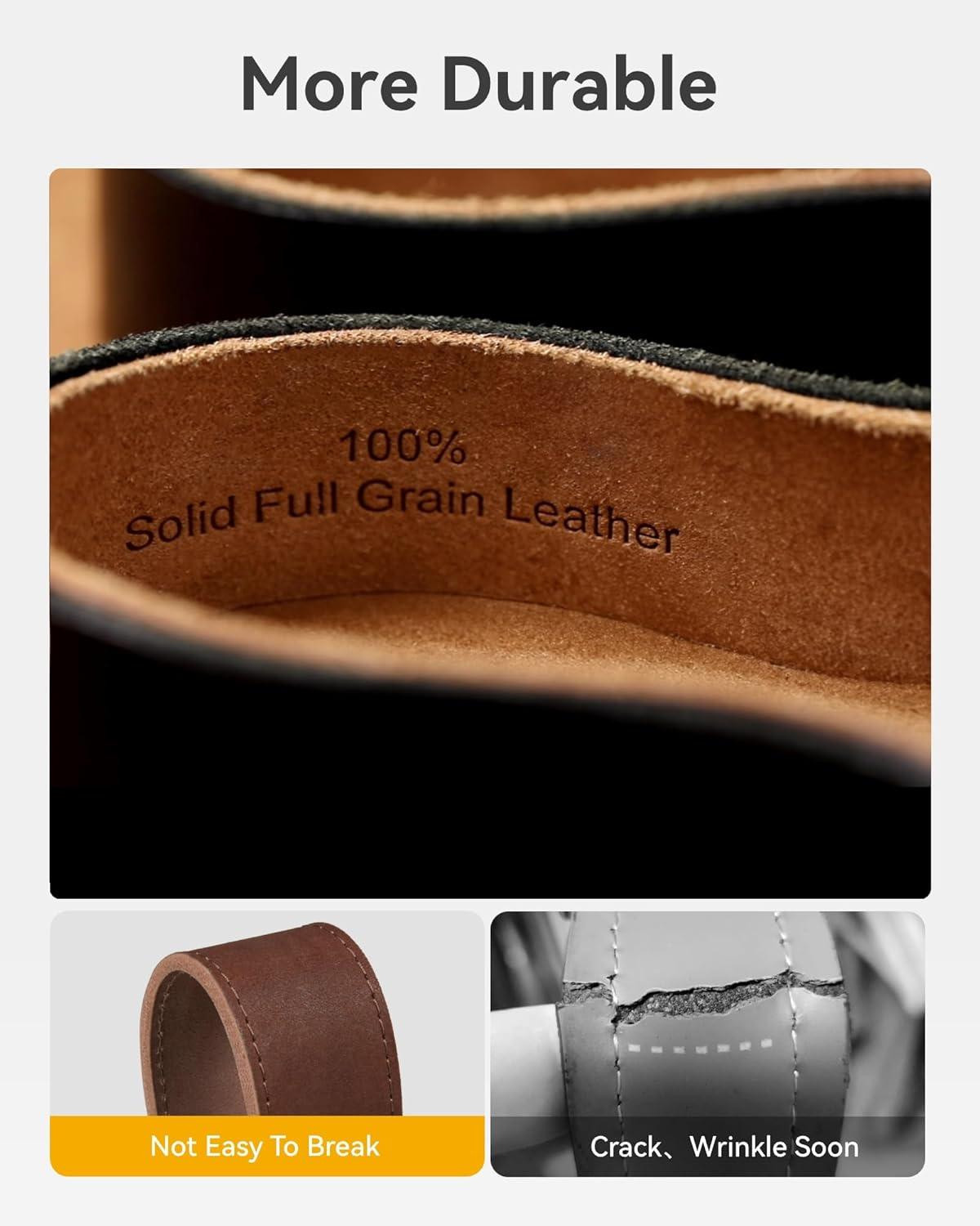 imageCHAOREN Leather Ratchet Belt Men 2 Pack  Customizable Fit Effortless Style 35mmFull Grain Flower BrownFlower Black