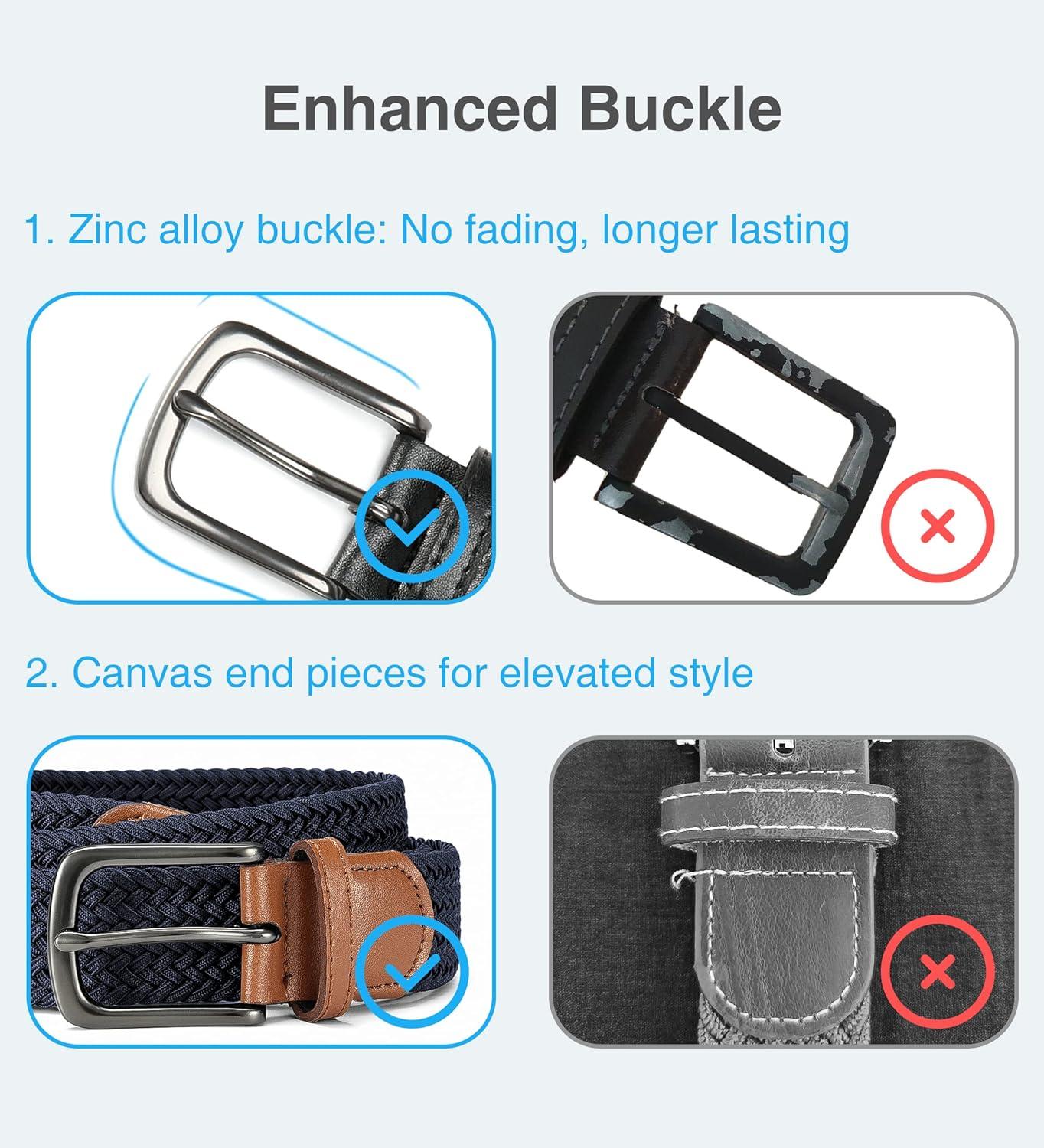 imageCHAOREN Mens Belt  Braided Stretch Golf Belt for Men 1 38quot Gift for Golf Pants Casual Shorts JeansGun  Khaki