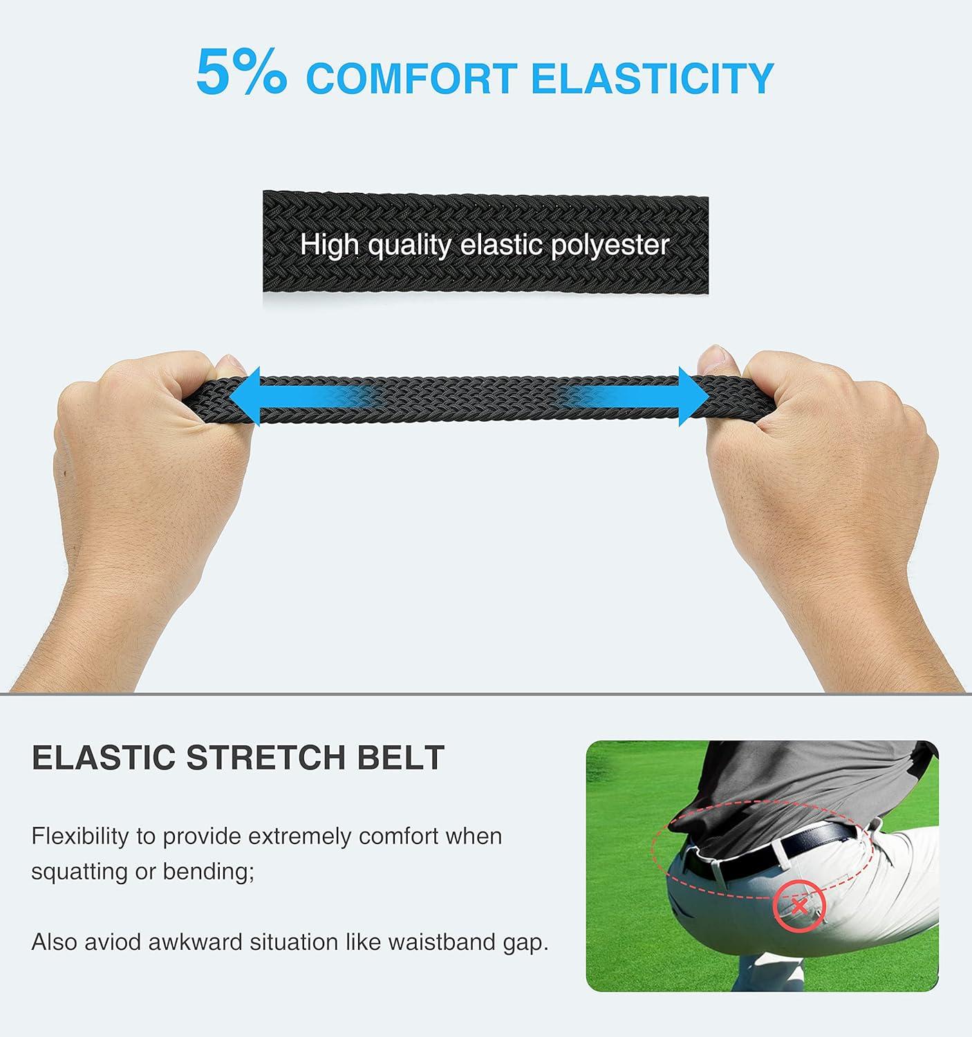 imageCHAOREN Mens Belt  Braided Stretch Golf Belt for Men 1 38quot Gift for Golf Pants Casual Shorts JeansGun  White