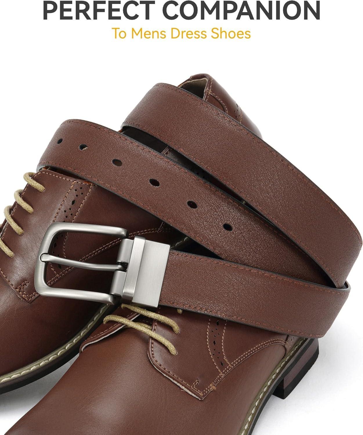 imageCHAOREN Mens Belt 1 Pack  Leather Reversible Belts for Men for Dress PantsBlackBrown