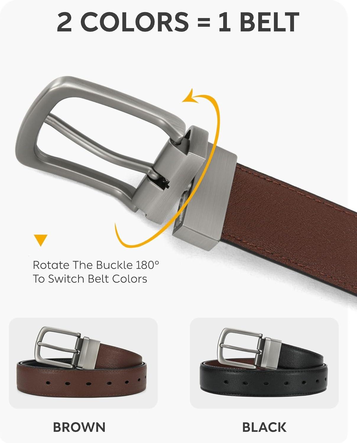 imageCHAOREN Mens Belt 1 Pack  Leather Reversible Belts for Men for Dress PantsBlackBrown