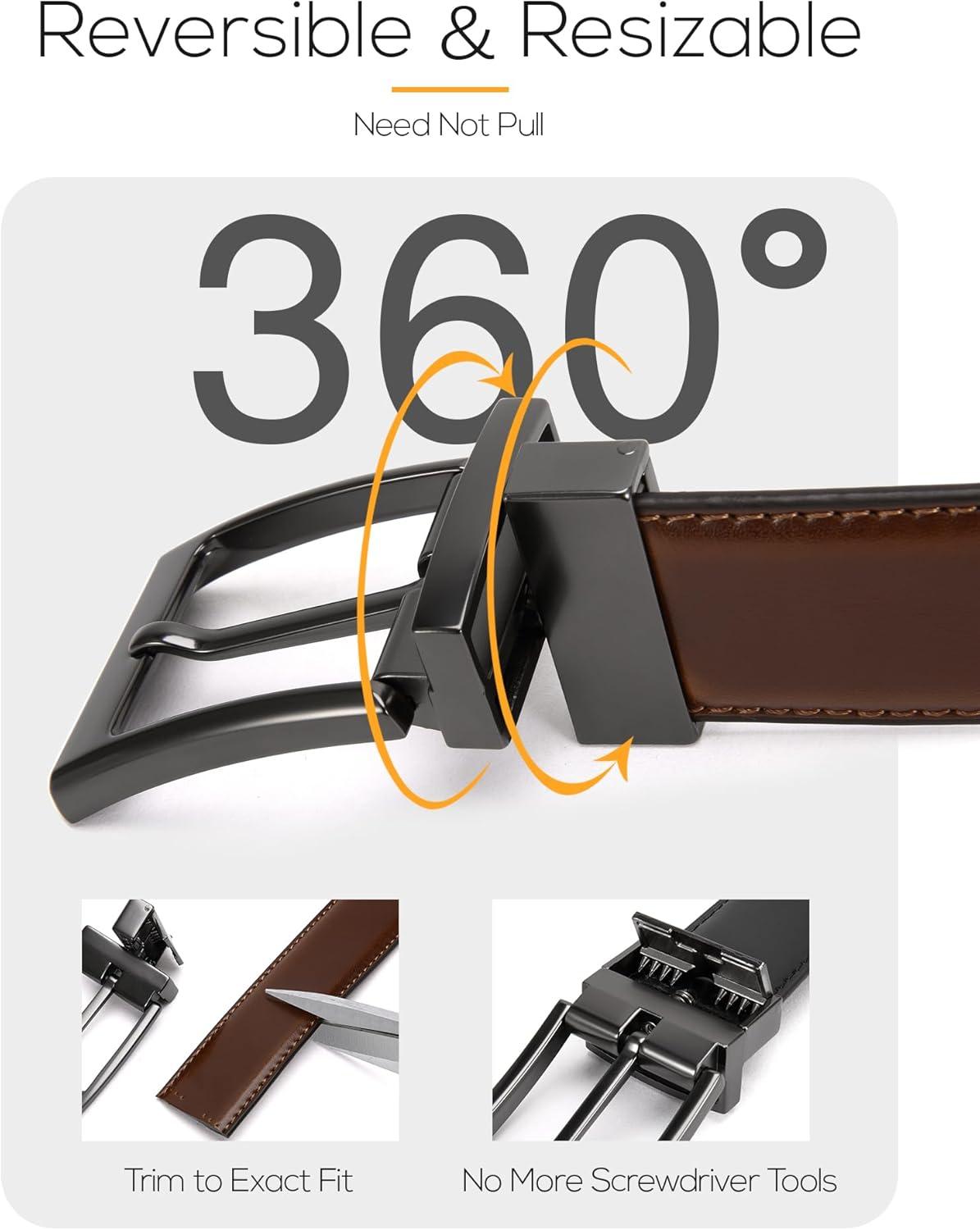 imageCHAOREN Mens Belt 1 Pack  Leather Reversible Belts for Men for Dress PantsBlackDark Brown