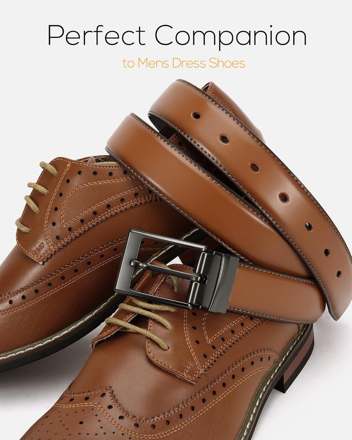 imageCHAOREN Mens Belt 1 Pack  Leather Reversible Belts for Men for Dress PantsBlackTan