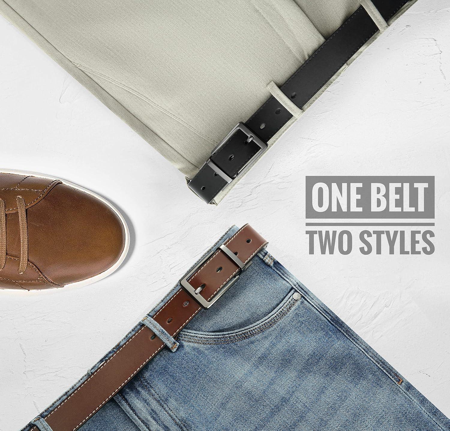 imageCHAOREN Mens Belt 1 Pack  Leather Reversible Belts for Men for Dress PantsBlackTan