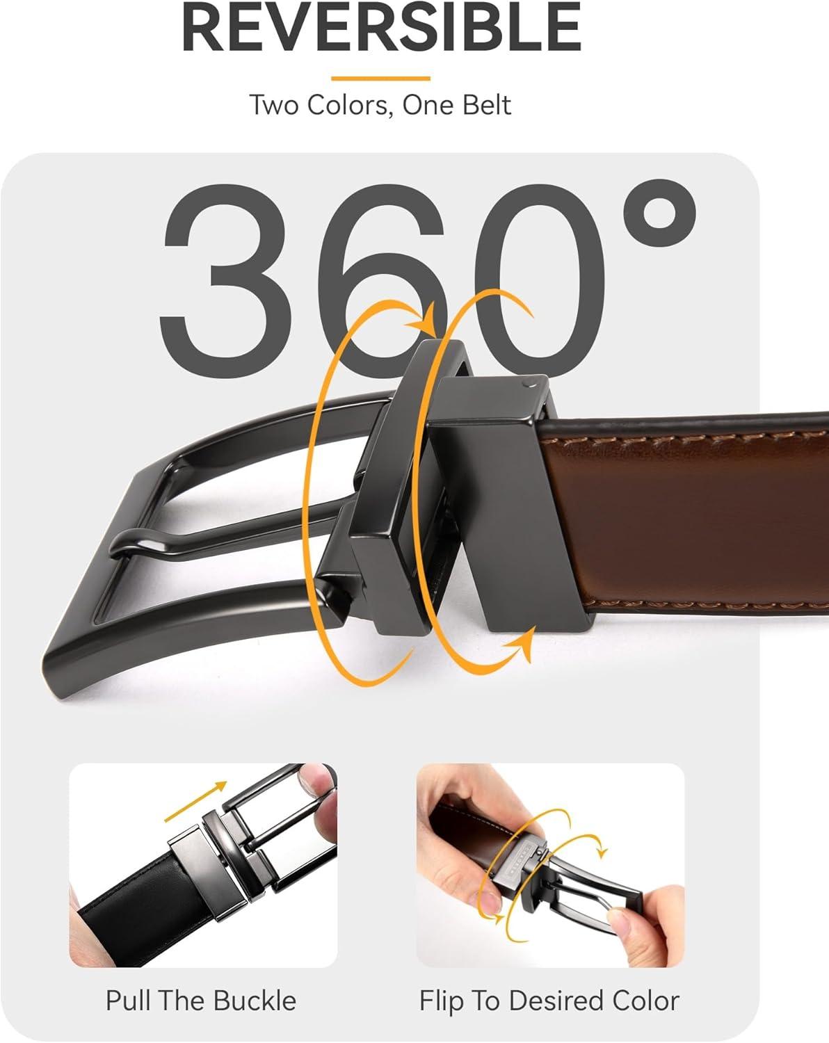 imageCHAOREN Mens Belt 1 Pack  Leather Reversible Belts for Men for Dress PantsBright SliverblackTan
