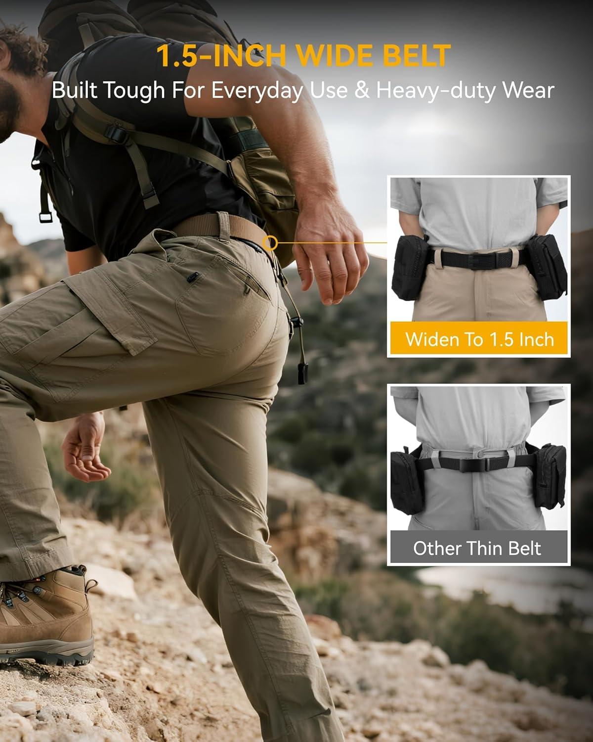 imageCHAOREN Ratchet Tactical Belt Men  15quot Adjustable Nylon Web Belt  Quick Release for Work EDC Outdoor UseGrey