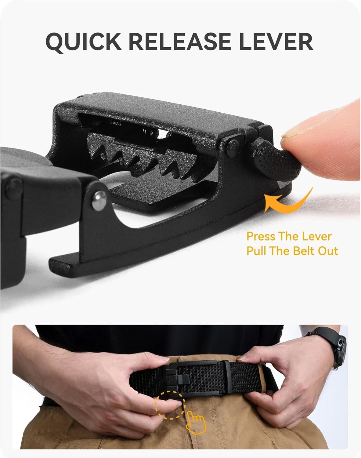 imageCHAOREN Ratchet Tactical Belt Men  15quot Adjustable Nylon Web Belt  Quick Release for Work EDC Outdoor UseGrey