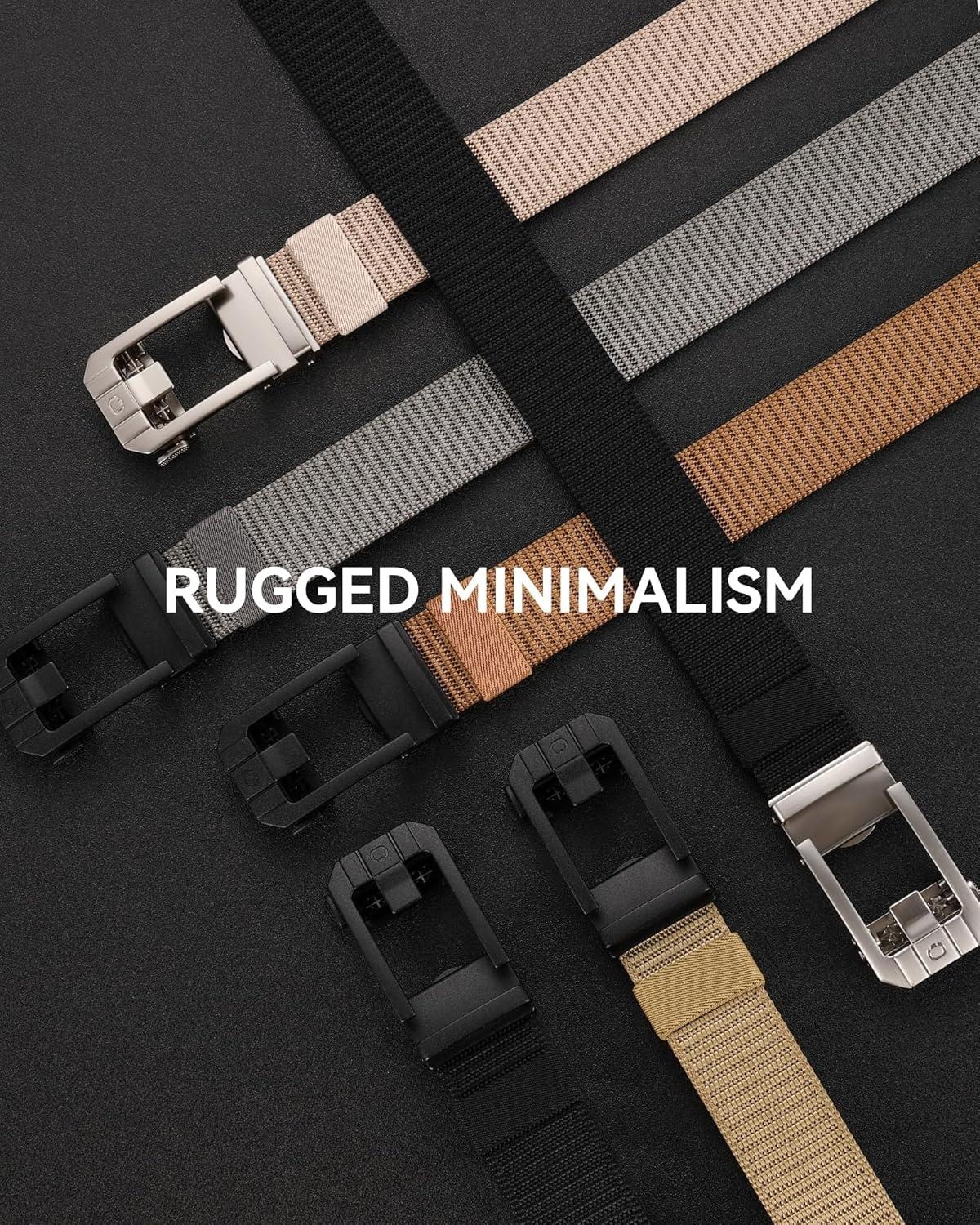 imageCHAOREN Ratchet Tactical Belt Men  15quot Adjustable Nylon Web Belt  Quick Release for Work EDC Outdoor UseGrey