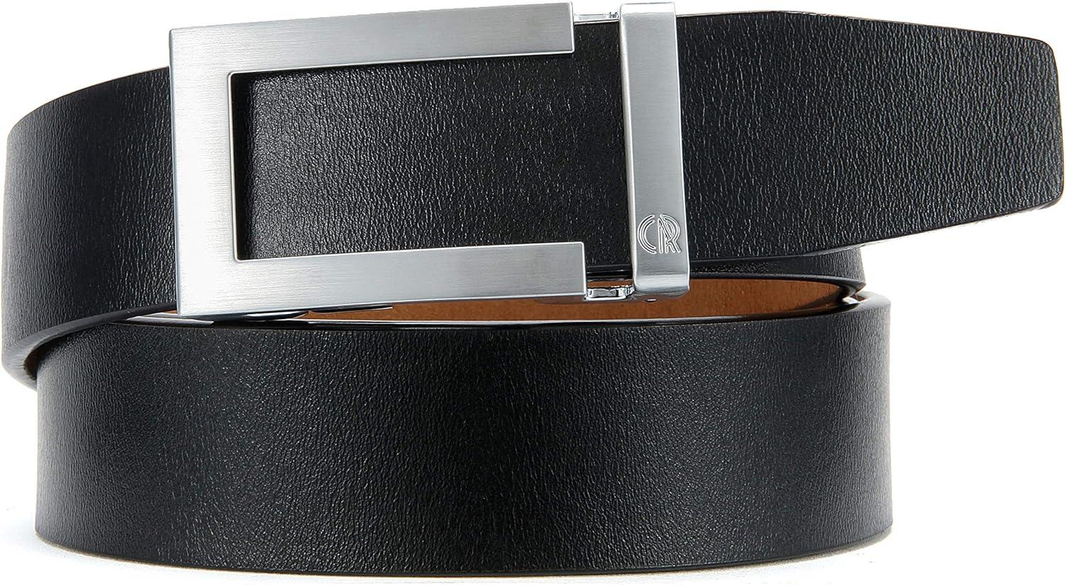 imageCHAOREN Reversible Belt for Men  Mens Belt Leather 1 38quot Black ampamp Brown for Dress Pants  Adjustable Belt Trim to Fit