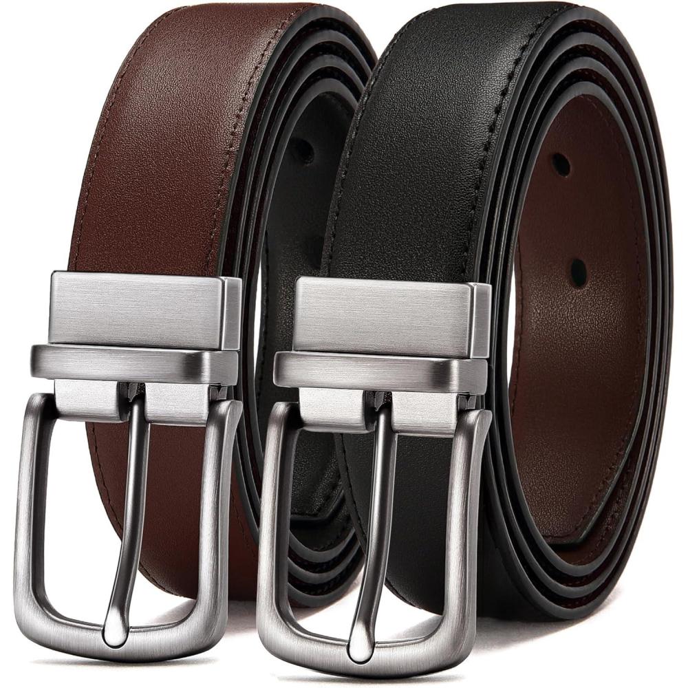 imageCHAOREN Mens Belt 1 Pack  Leather Reversible Belts for Men for Dress PantsBlackBrown