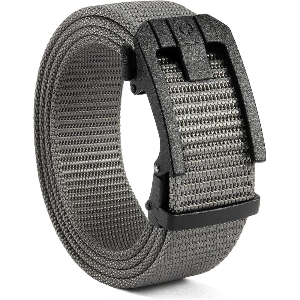 imageCHAOREN Ratchet Tactical Belt Men  15quot Adjustable Nylon Web Belt  Quick Release for Work EDC Outdoor UseGrey