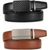 imageCHAOREN Mens Dress Belt Leather 2 Pack  Mens Ratchet Belt for Dress Shirt and Pants Every Occasion 32mmCharcoal Depiction Black  Tan