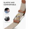 imageCHAOREN Mens Stretch Belt  1 38quot Elastic Braided Golf Belt for Men  Stretchy Web Fit Summer Casual JeansSilver  Beige
