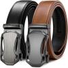 imageCHAOREN Leather Ratchet Belt Men 2 Pack  Customizable Fit Effortless Style 35mmBlackBeige