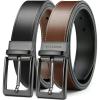 imageCHAOREN Mens Belt 1 Pack  Leather Reversible Belts for Men for Dress PantsBlackCognac