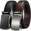 imageCHAOREN Mens Dress Belt Leather 2 Pack  Mens Ratchet Belt for Dress Shirt and Pants Every Occasion 32mmCharcoal Depiction Black  Dark Brown