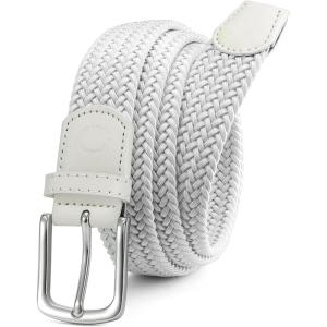 imageCHAOREN Mens Belt  Braided Stretch Golf Belt for Men 1 38quot Gift for Golf Pants Casual Shorts JeansSilver  White