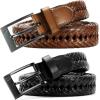 imageCHAOREN Leather Braided Belts for Men 2 Pack  1 18quot Leather Belts in Package Box  Versatile Style SolutionBlackSaddle Tan