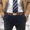 imageCHAOREN Mens Belt  Mens Ratchet Belt Leather 1 38quot for Dress Pant  Micro Adjustable Belt Fit EverywhereClassic Slash Cognac