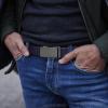 imageCHAOREN Mens Belt Stretchable  Elastic Golf Nylon Web Adjustable Belt  for Casual WearEmatted GunBlue