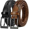 imageCHAOREN Leather Braided Belts for Men 2 Pack  1 18quot Leather Belts in Package Box  Versatile Style SolutionBlackSaddle Tan