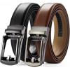 imageCHAOREN Mens Leather Ratchet Belt Pack of Two  Black One Size  Adjustable Scratch Resistant Luxury PackagingCognacGun