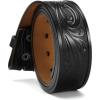 imageCHAOREN Western Belts for Men without Buckle  Cowboy Belt 15quot Full Grain Leather Belt for Jeans  One Solid Piece LeatherFloral Black