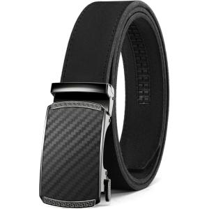 imageCHAOREN Mens Belt Leather Ratchet Belt  Customizable Fit Effortless Style 35mmCarbon Fiber  Full Grain Black