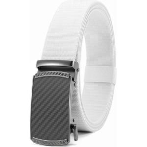imageCHAOREN Mens Belt Stretchable  Elastic Golf Nylon Web Adjustable Belt  for Casual WearFcarbon Fiber ImperialWhite