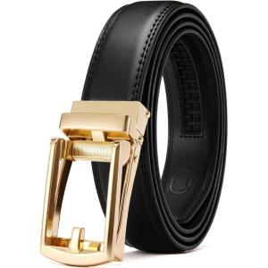 imageCHAOREN Mens Dress Belt  Ratchet Belt Leather 1 14quot Comfort Click  Perfect Companion to Mens Dress ShoesGold