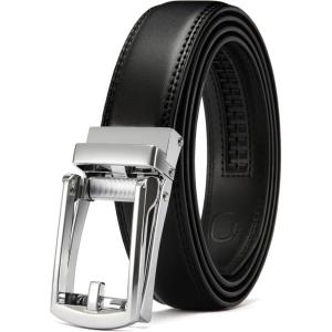 imageCHAOREN Mens Dress Belt  Ratchet Belt Leather 1 14quot Comfort Click  Perfect Companion to Mens Dress ShoesSilver