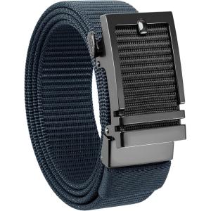 imageCHAOREN Nylon Ratchet Belts for Men  Casual Golf Web Belt Men  Automatic Adjustable Buckle Fit JeansBlue