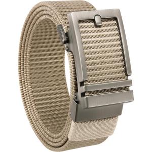 imageCHAOREN Nylon Ratchet Belts for Men  Casual Golf Web Belt Men  Automatic Adjustable Buckle Fit JeansClassic GunKhaki