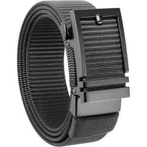 imageCHAOREN Nylon Ratchet Belts for Men  Casual Golf Web Belt Men  Automatic Adjustable Buckle Fit JeansGrey